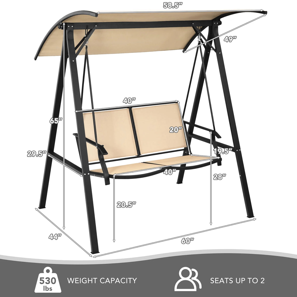 2-Seat Swing Loveseat with Canopy S93680