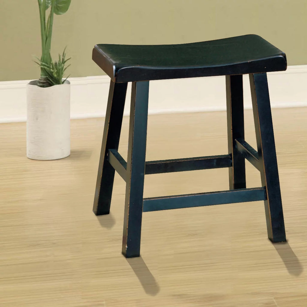 Black Set Of 2 Wooden Counter Height Stool L991