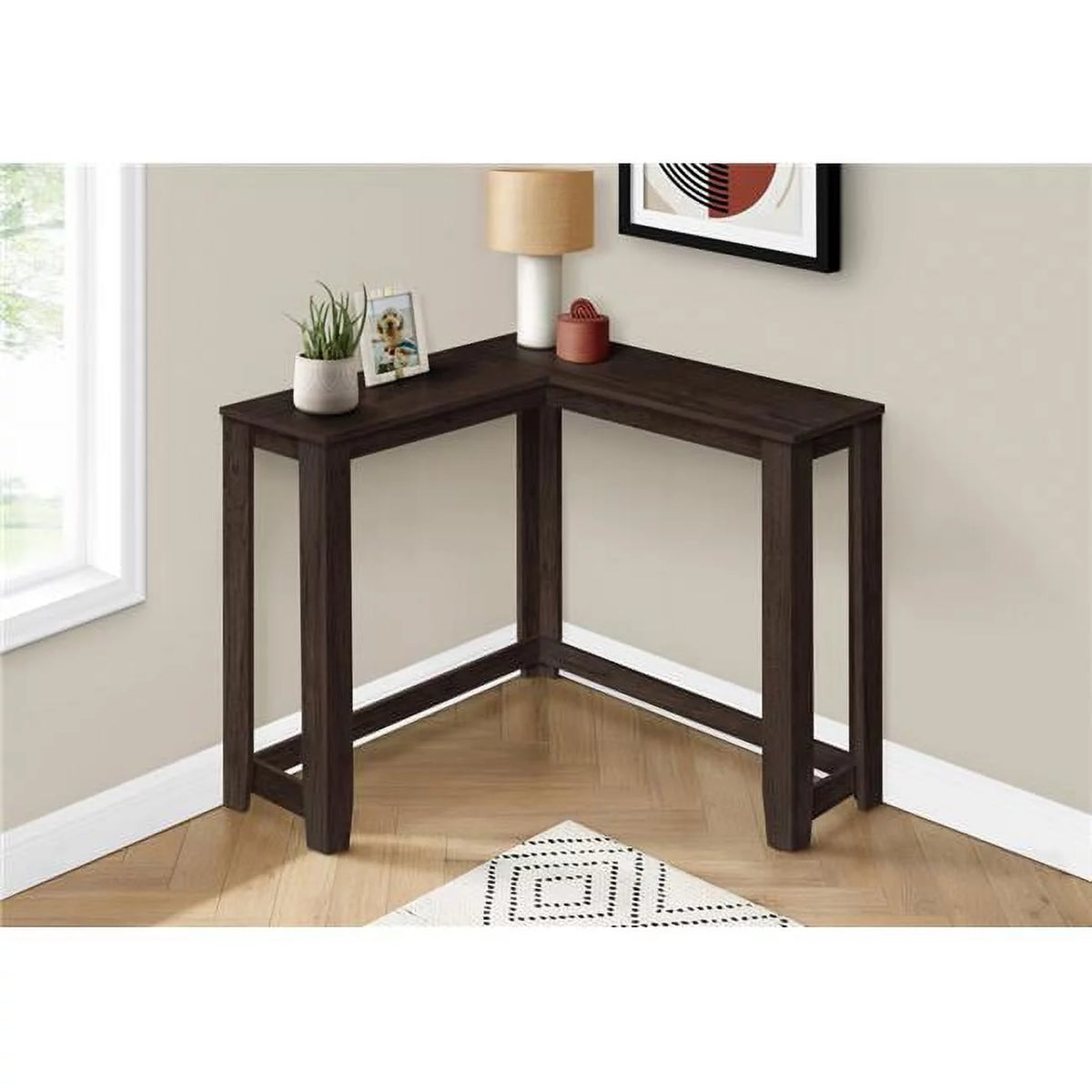 36 in. Espresso Corner Accent Table E581