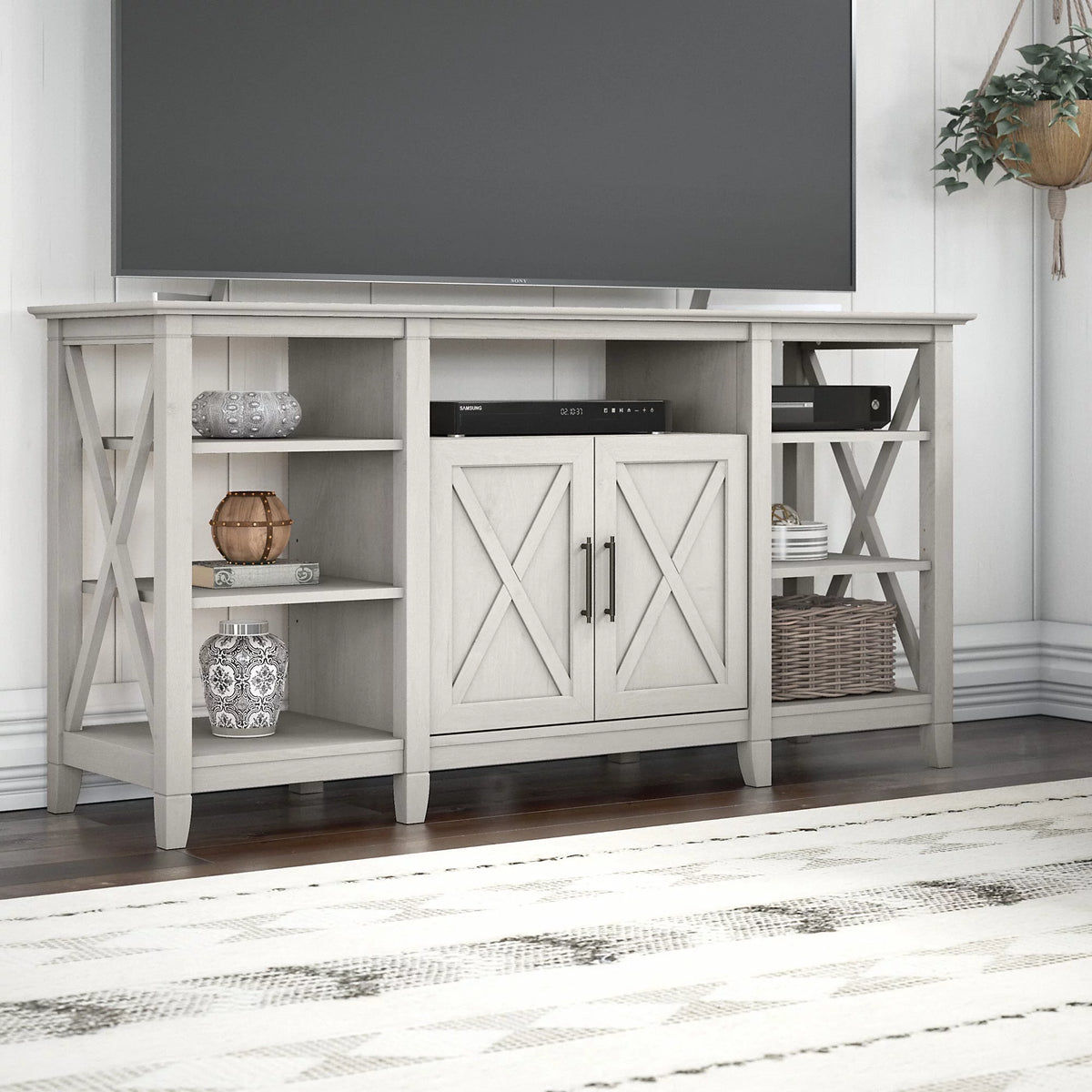 Linen White Oak Tall TV Stand for 65 Inch TV C577816