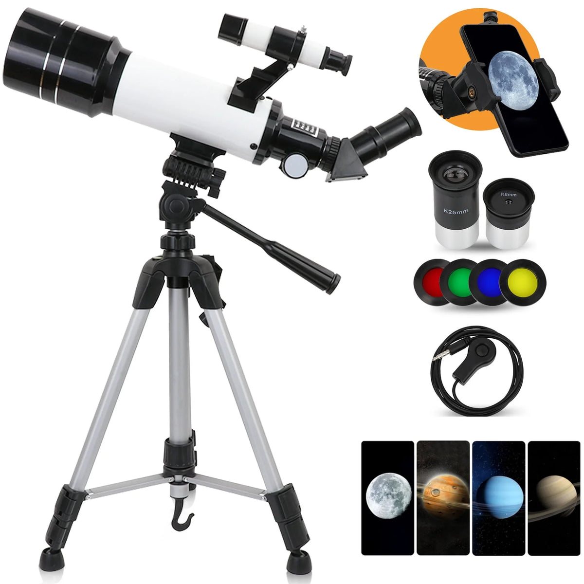 70mm Aperture 400mm Refracting Telescope with Tripod B9650