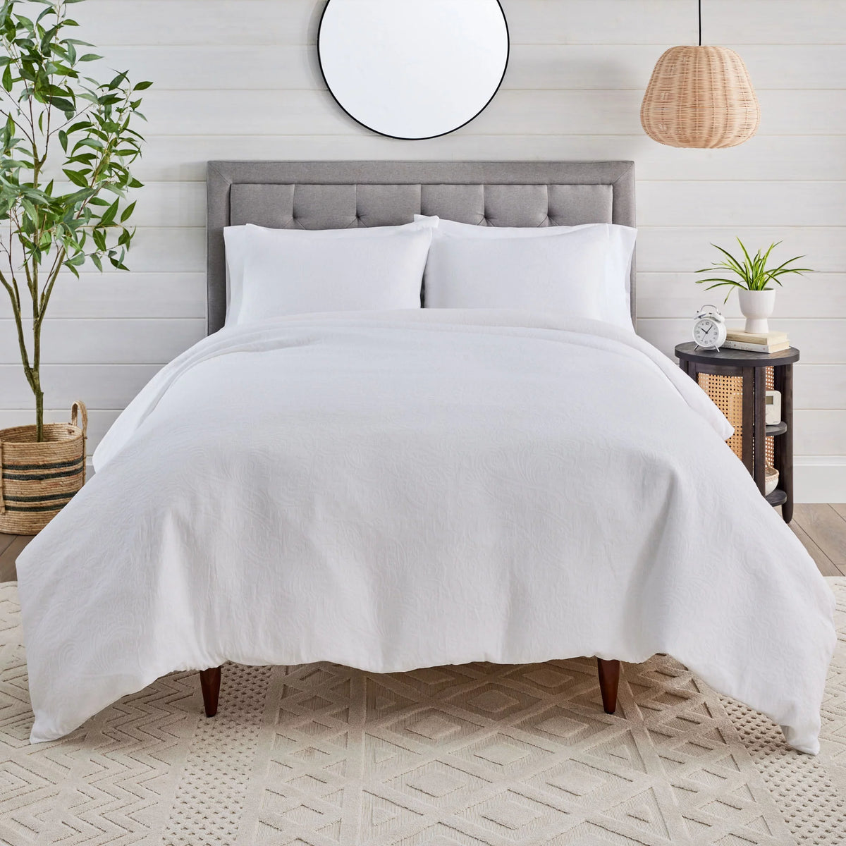 3-Piece Sage Green Crinkled Gauze Duvet Set B954827