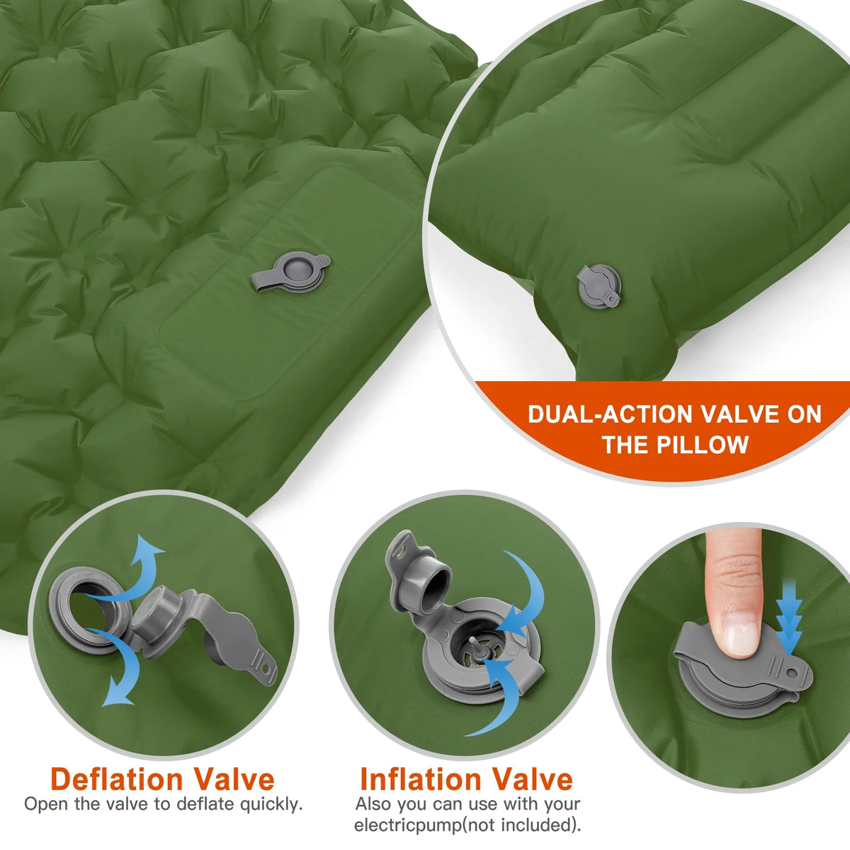 Ultralight Inflatable Camping Sleeping Pad with Pillow and Built in Pump S210721