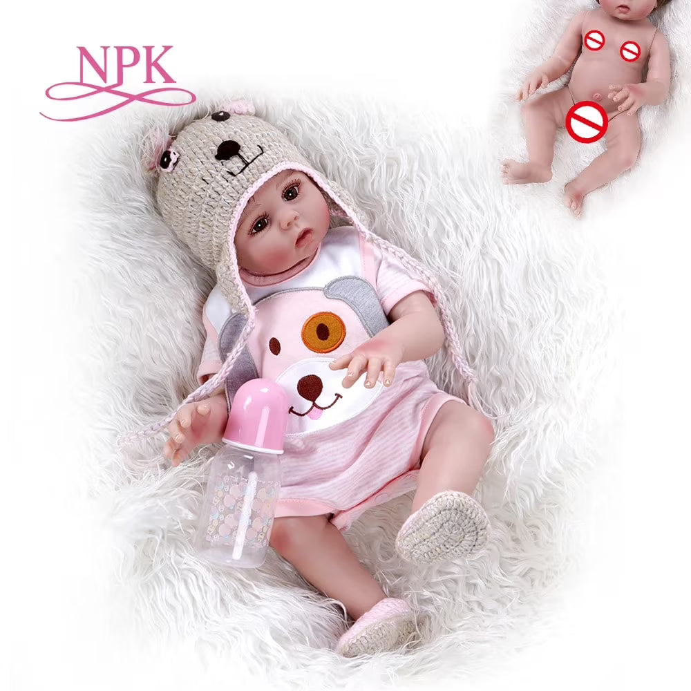 48CM Soft Silicone Reborn Baby Doll in Pink Dress W90006