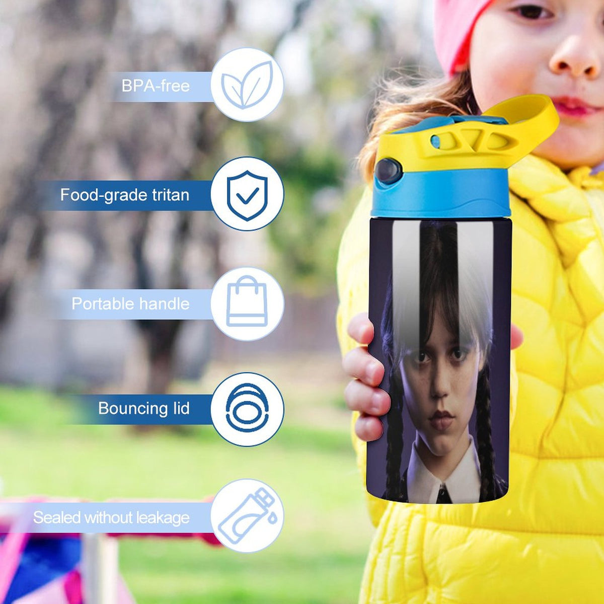 Stainless Steel Vacuum Insulated Water Bottle With Straw D48026