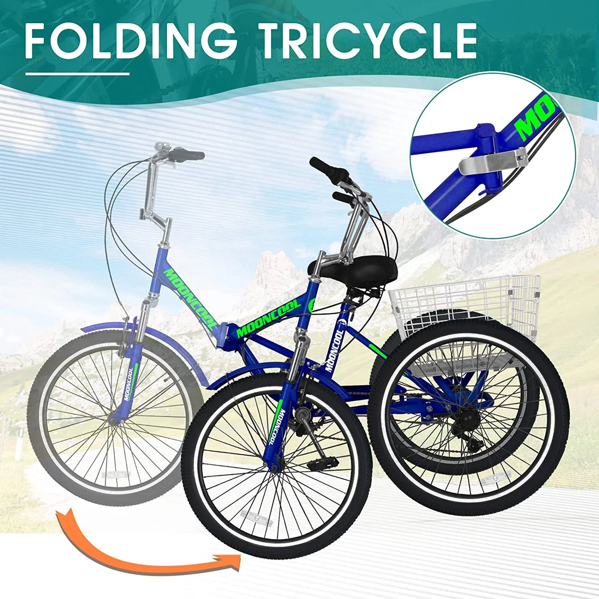 7 Speed Folding Adult Tricycle with Basket K702259