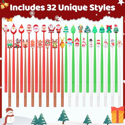 64 Packs Christmas Gel Ink Pens with Squishy Toppers N248012