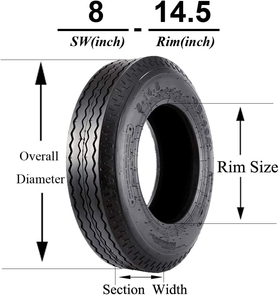 Set of 4 Heavy Duty Trailer Tires 8-14.5 Highway Load Range G 14PR O958198