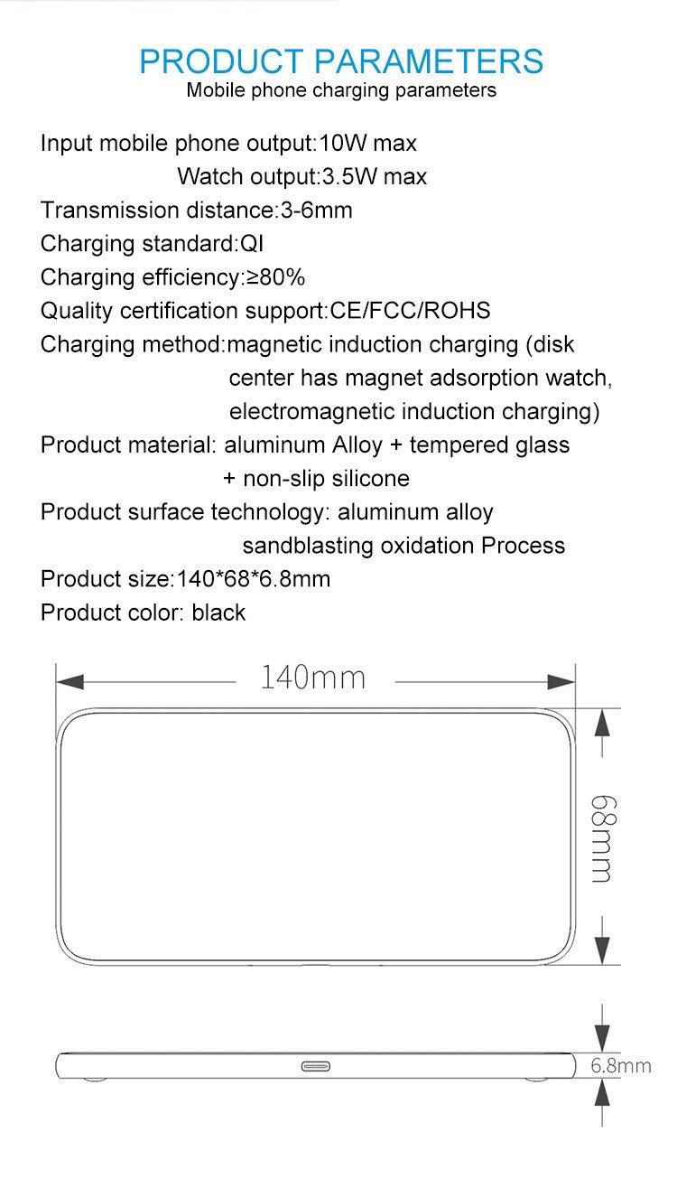 3 in 1 Glass Wireless Charge Pad F17235