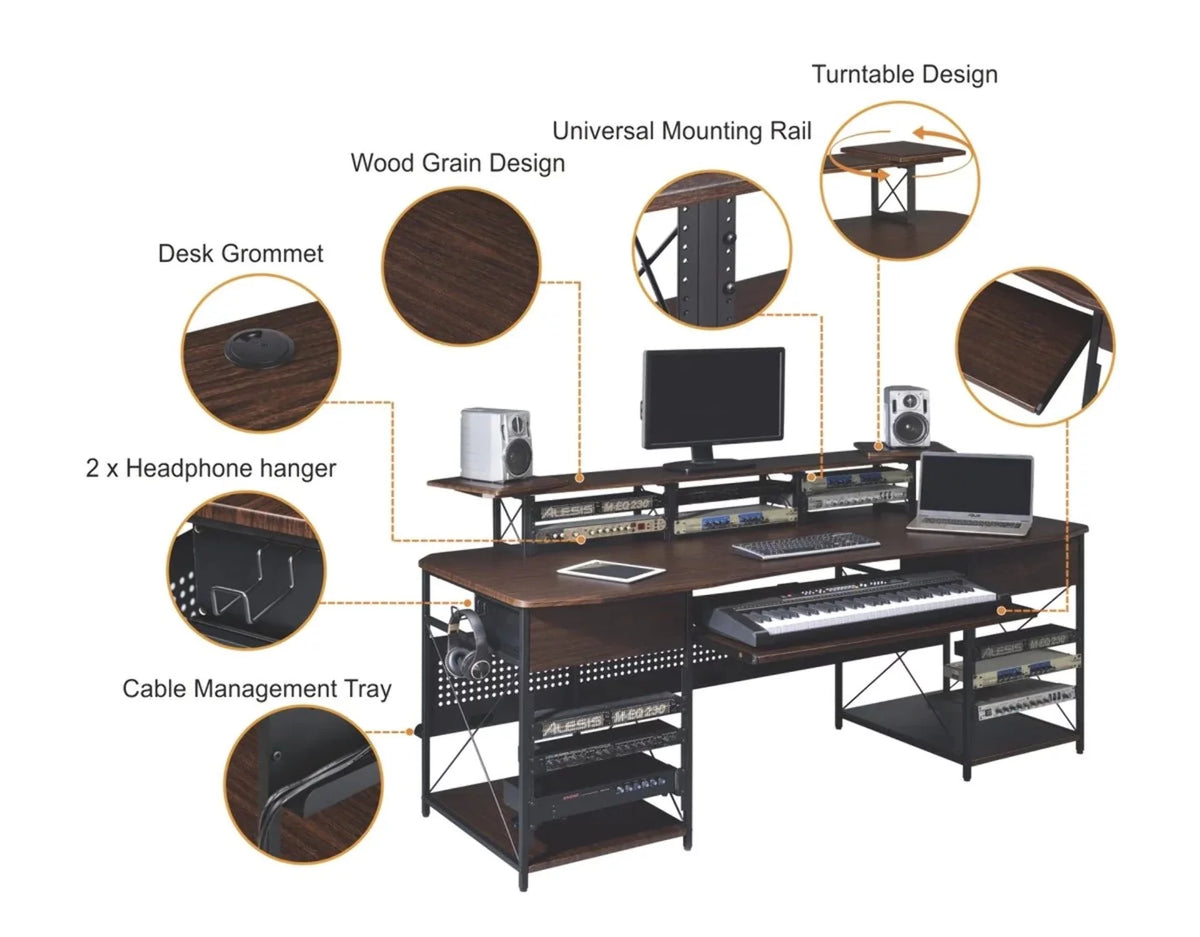 Music Recording Studio Desk Workstation with 3 x 4U Rack and 2 x 9U Rack X78984