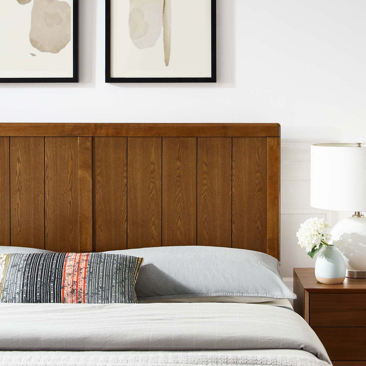 King Size Brown Walnut Wood Headboard X22855