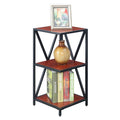Cherry Wood Metal Three-Tier Corner Bookcase E241