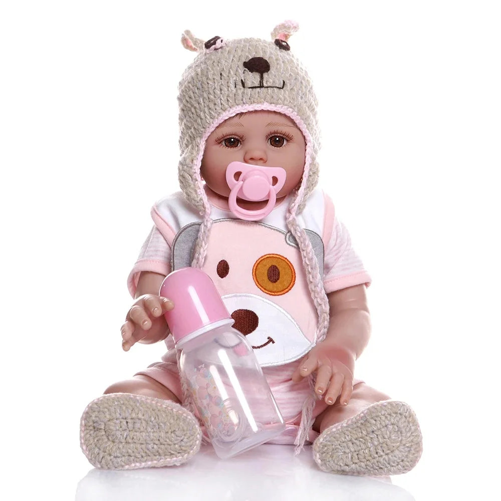 48CM Soft Silicone Reborn Baby Doll in Pink Dress W90006