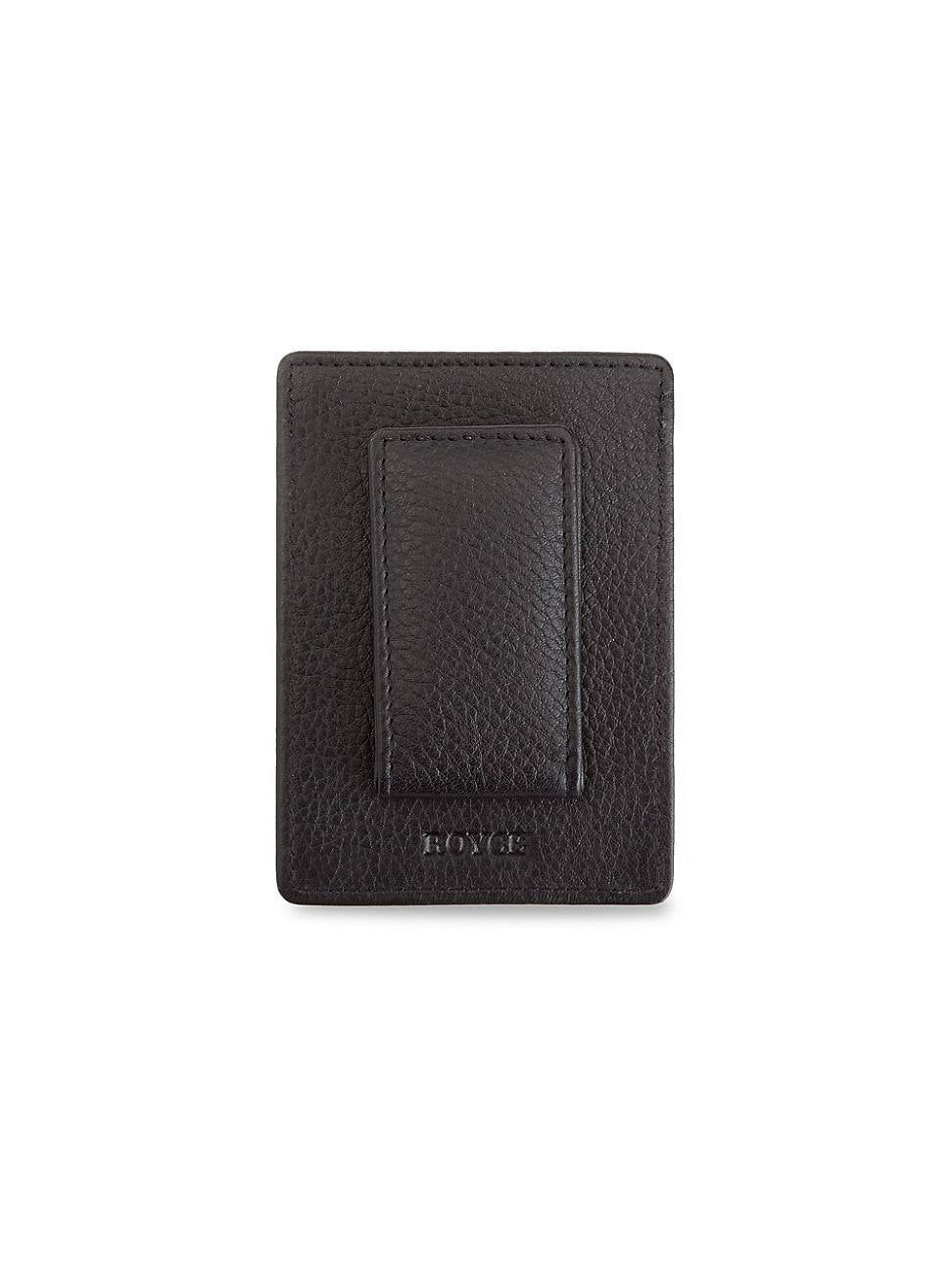 Black Leather Magnetic Money Clip Wallet W584446