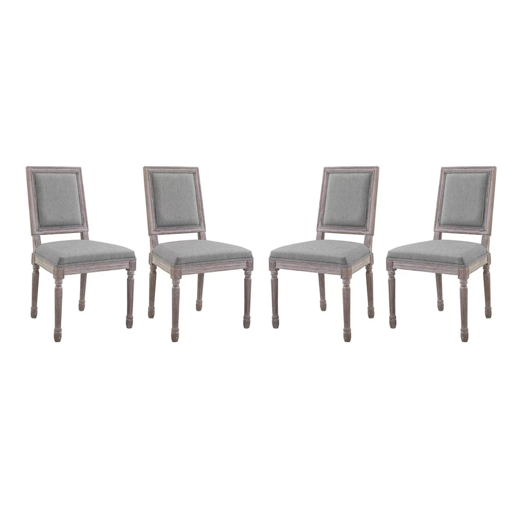Upholstered Fabric Dining Chair Set of 4 Light Gray E260942