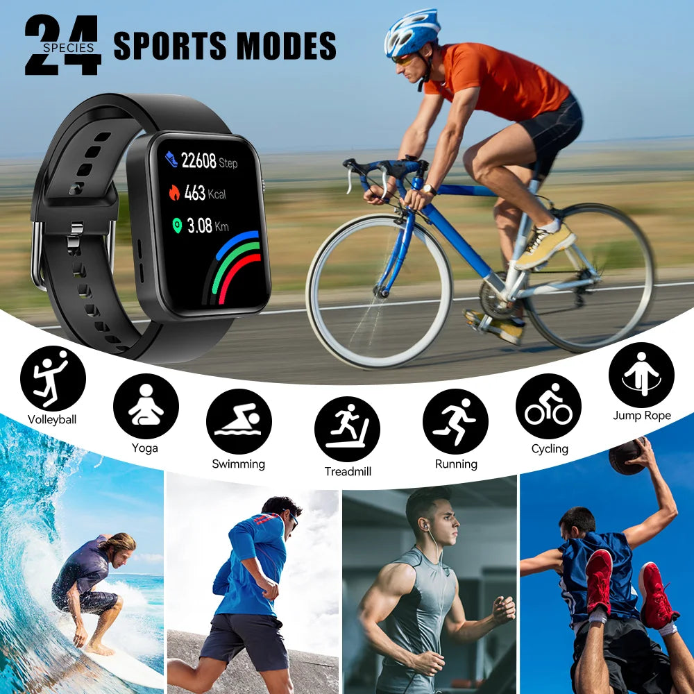 1.69” HD Fitness Tracker Smartwatch with LED Flashlight D480