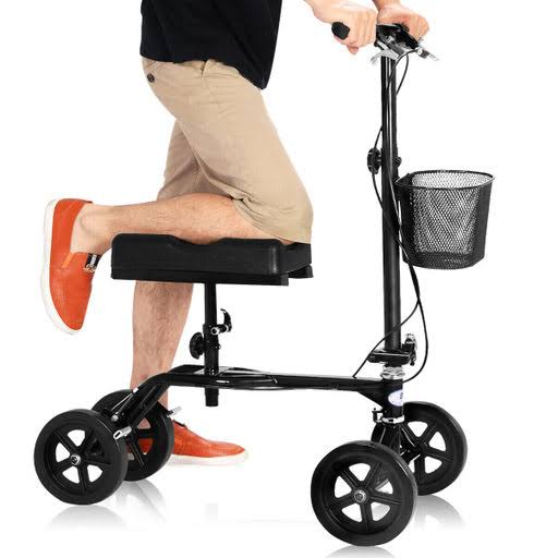 Foldable Knee Walker Scooter with Basket Black K602784