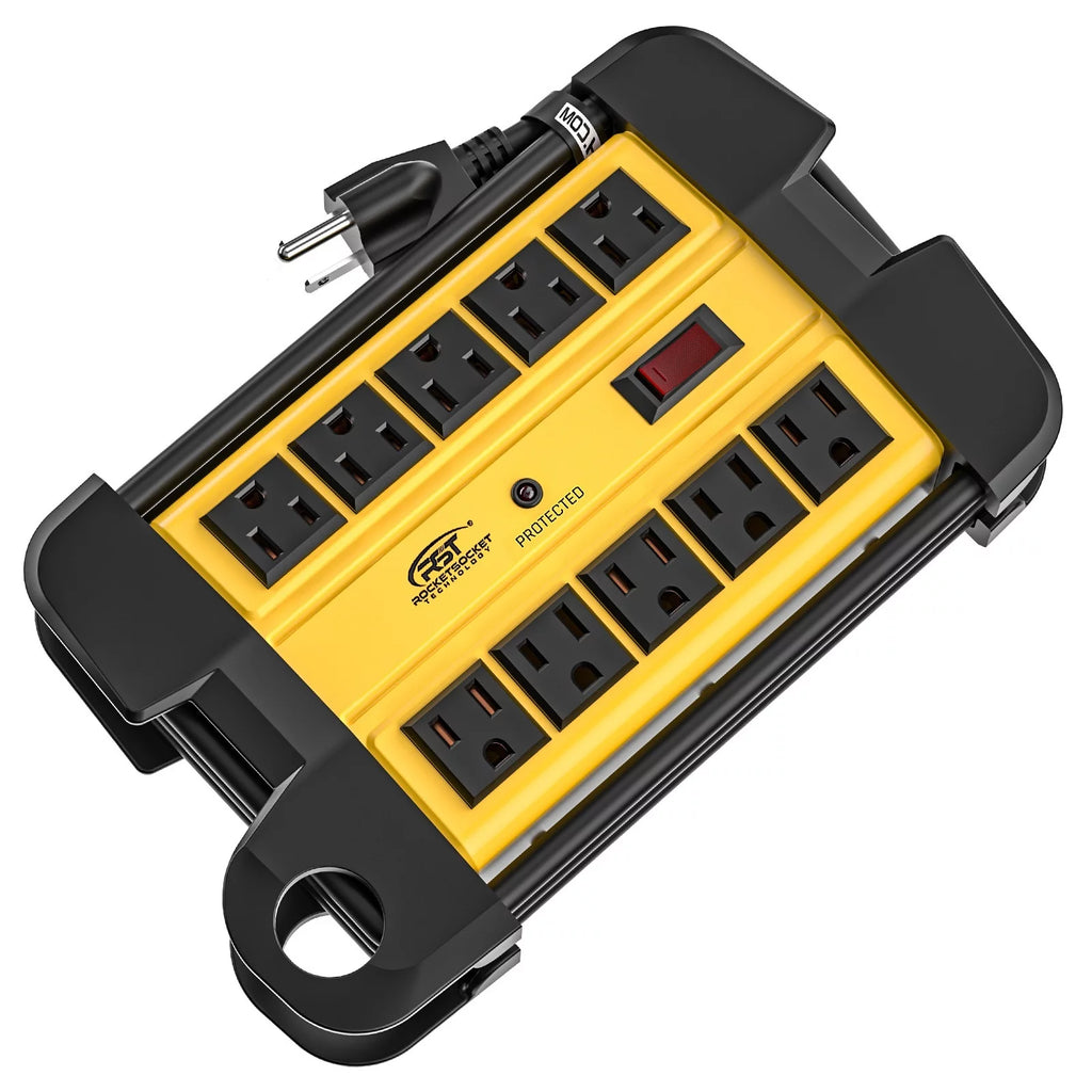 Metal Power Strip 10 Outlets 6 Feet Extension Cord 2800J Surge Protector K16633