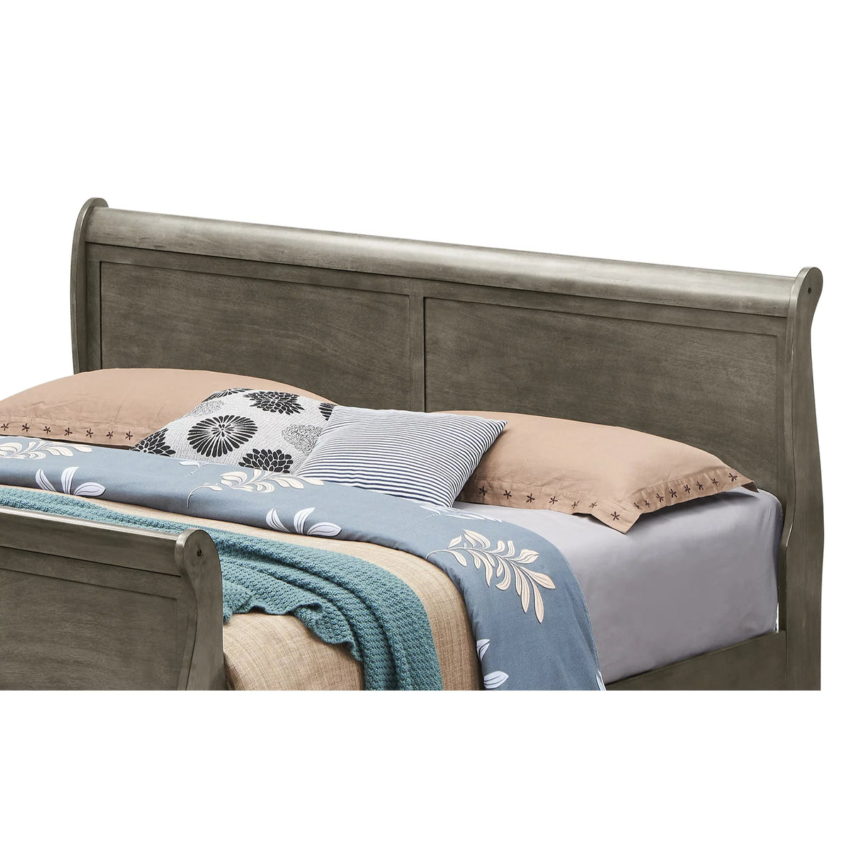 Gray King Sleigh Wood Bed F6836