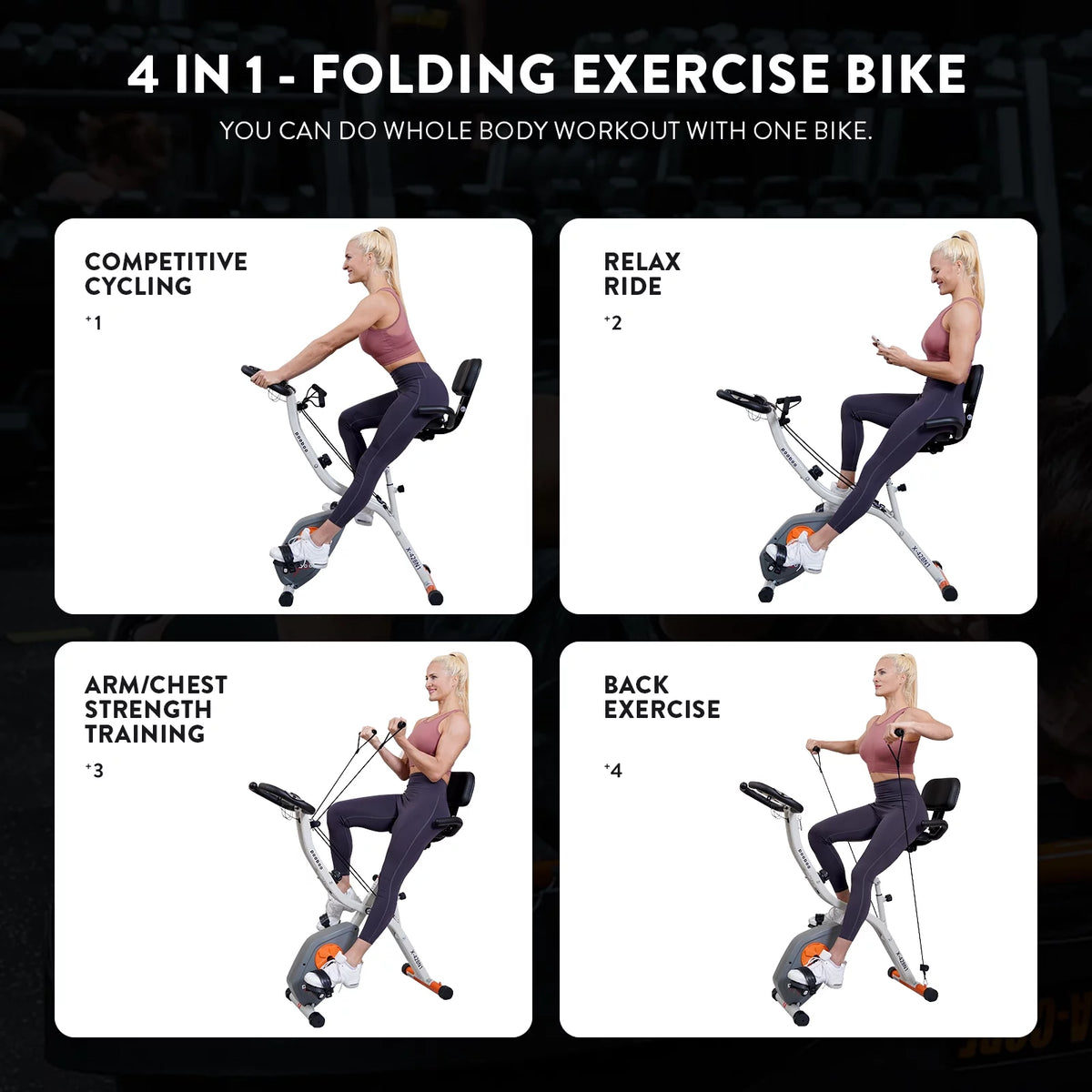 Folding Exercise Bike 8 Level Adjustable Magnetic Resistance W7958