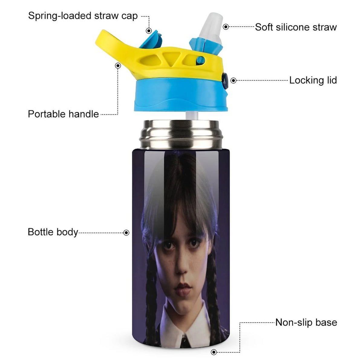 Stainless Steel Vacuum Insulated Water Bottle With Straw D48026