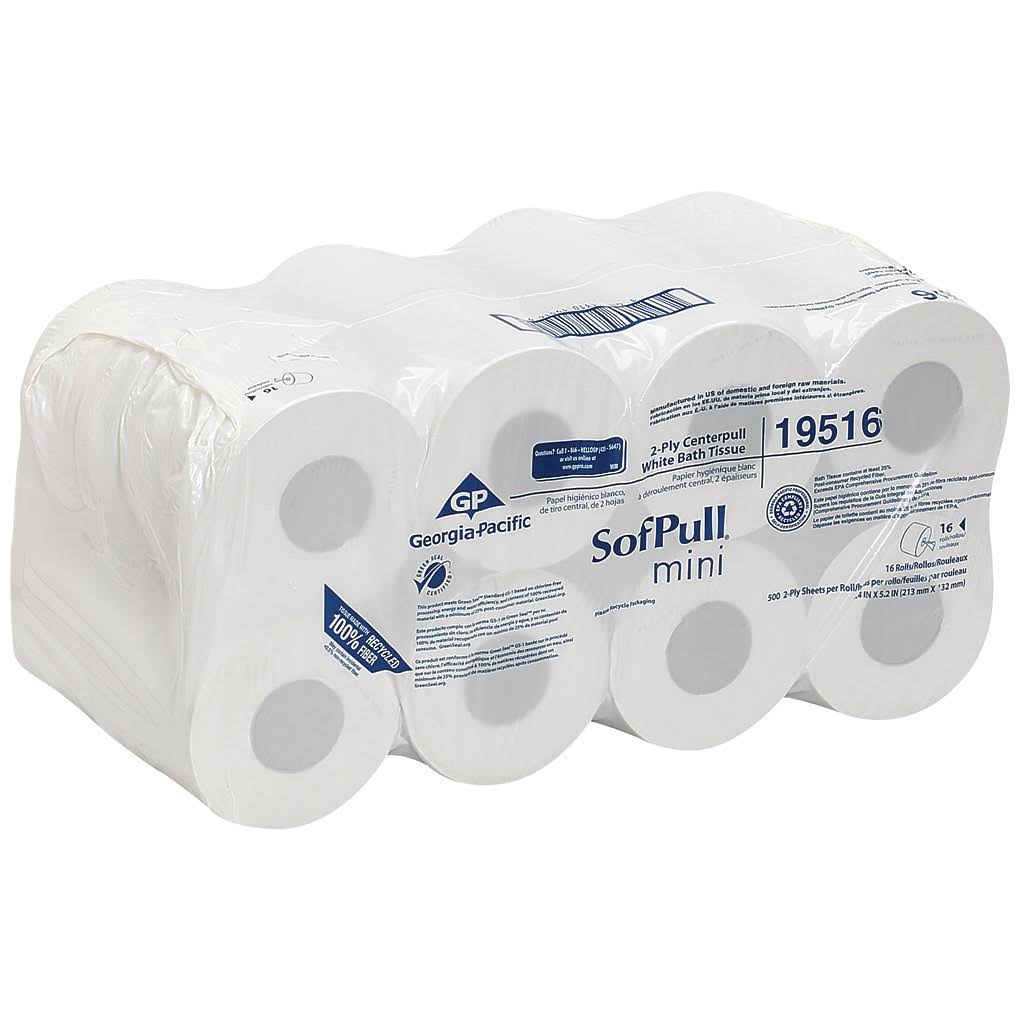 Mini Centerpull Bath Tissue, 2 Ply, White, 16 Rolls F64874