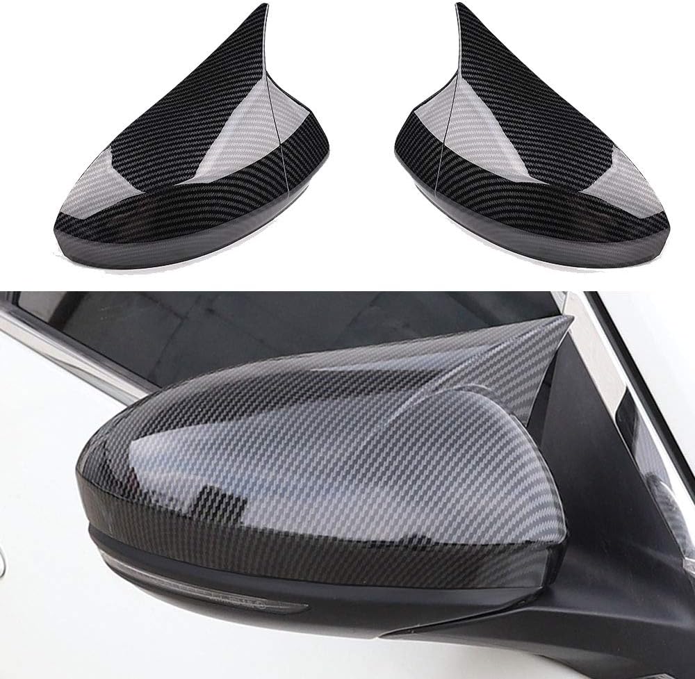 Glossy Black Horn Style Rearview Side Mirror Cover Cap F8353