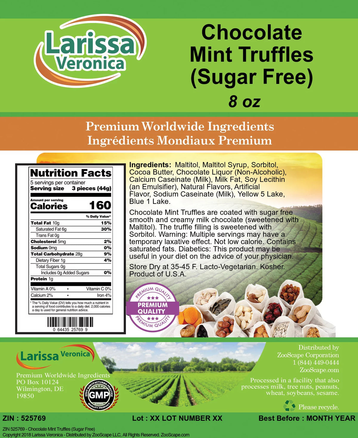 Sugar Free Chocolate Mint Truffles 8 oz 3-Pack F8265