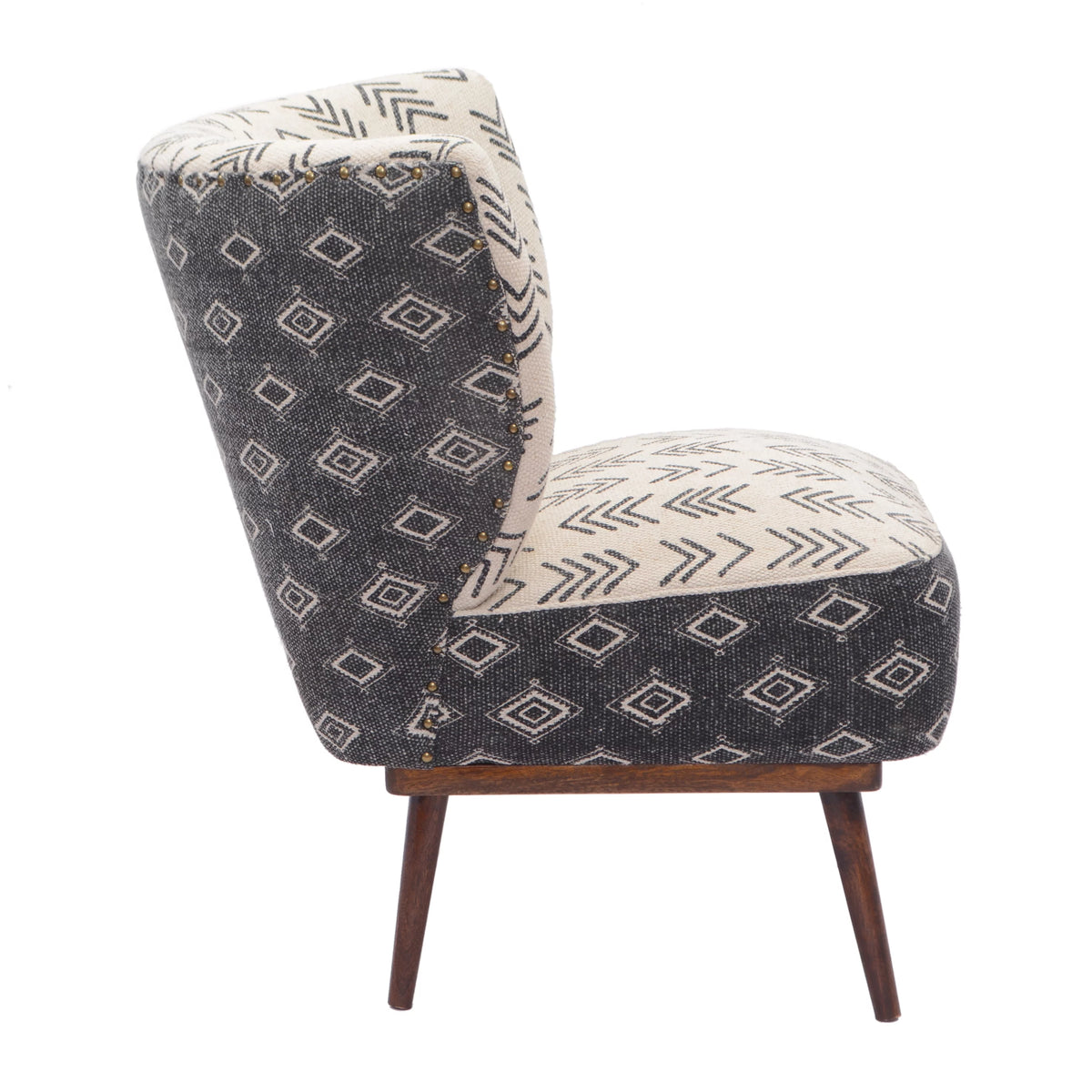 Cream Charcoal Accent Chair with Wooden Legs O607586