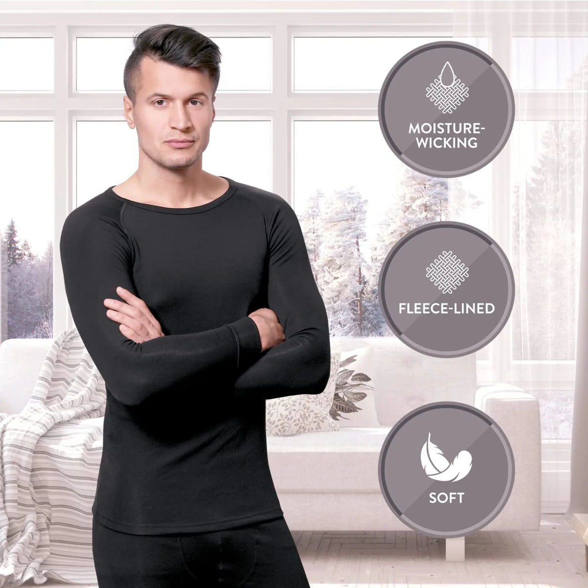 Black Large Heavyweight Thermal Underwear Set A99267