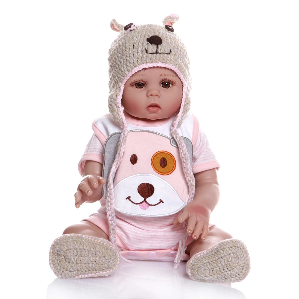 48CM Soft Silicone Reborn Baby Doll in Pink Dress W90006