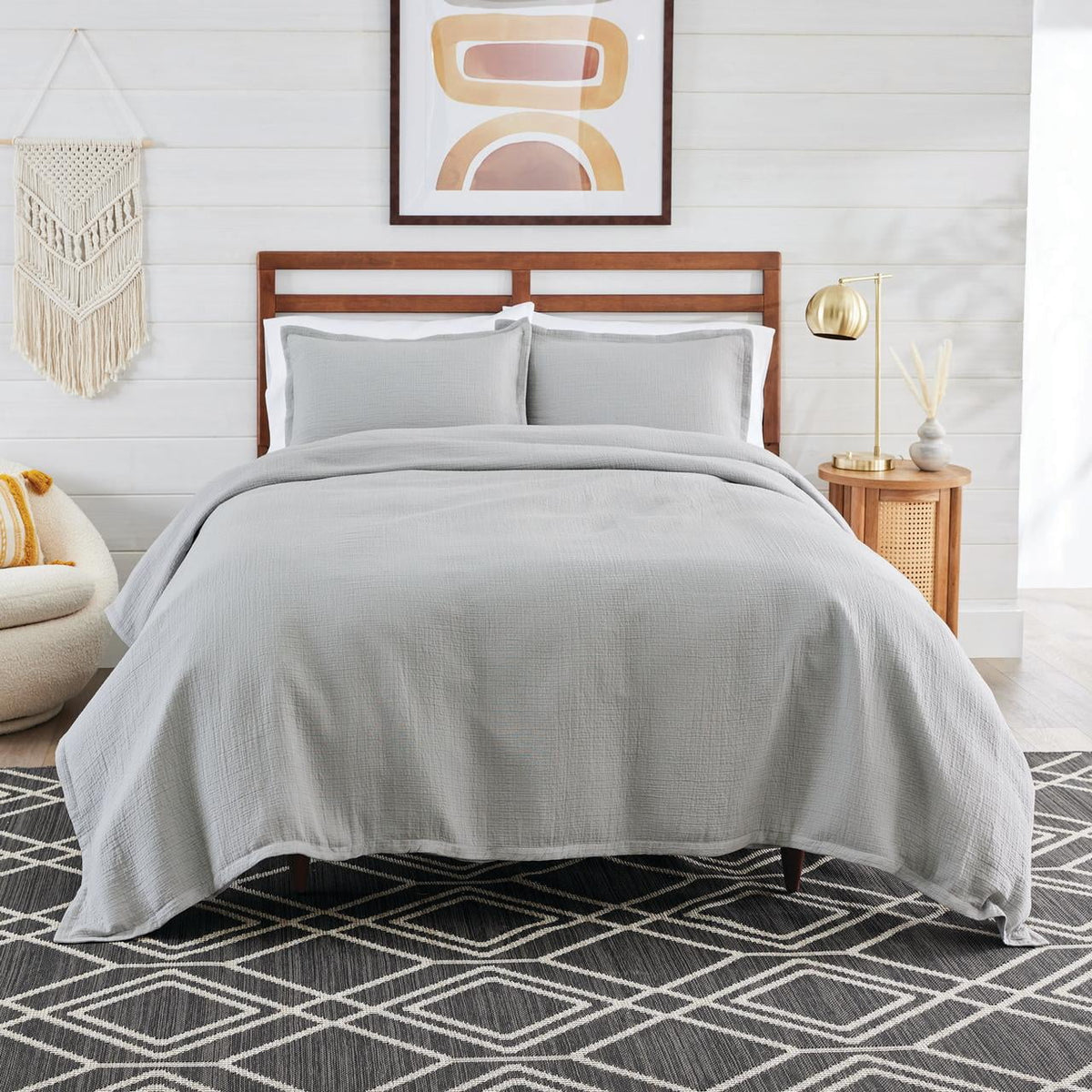 3-Piece Sage Green Crinkled Gauze Duvet Set B954827