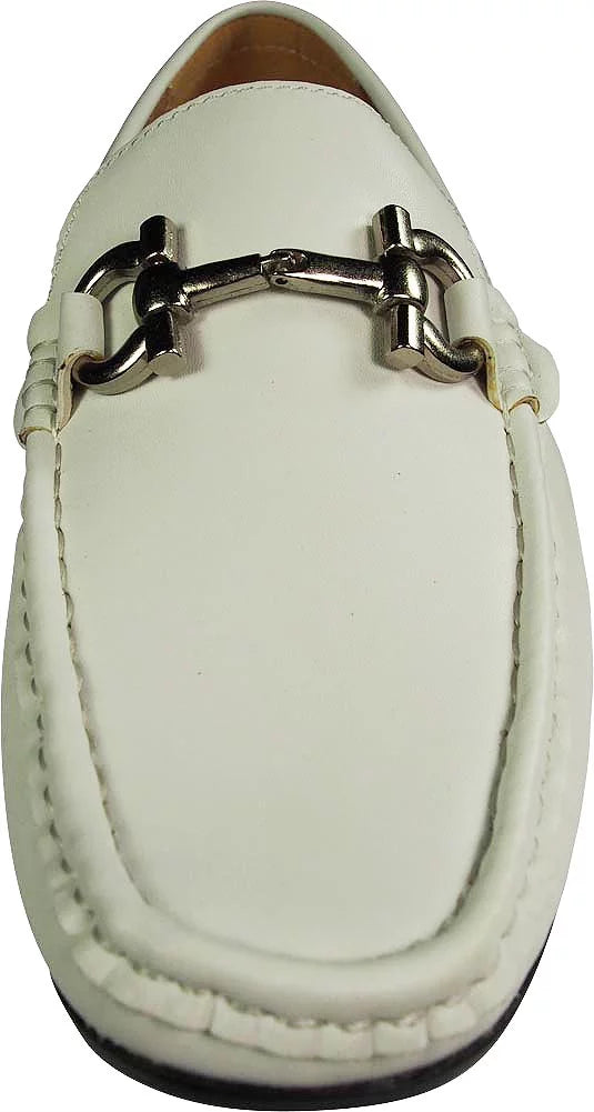 White Faux Leather Loafer Shoes B416532
