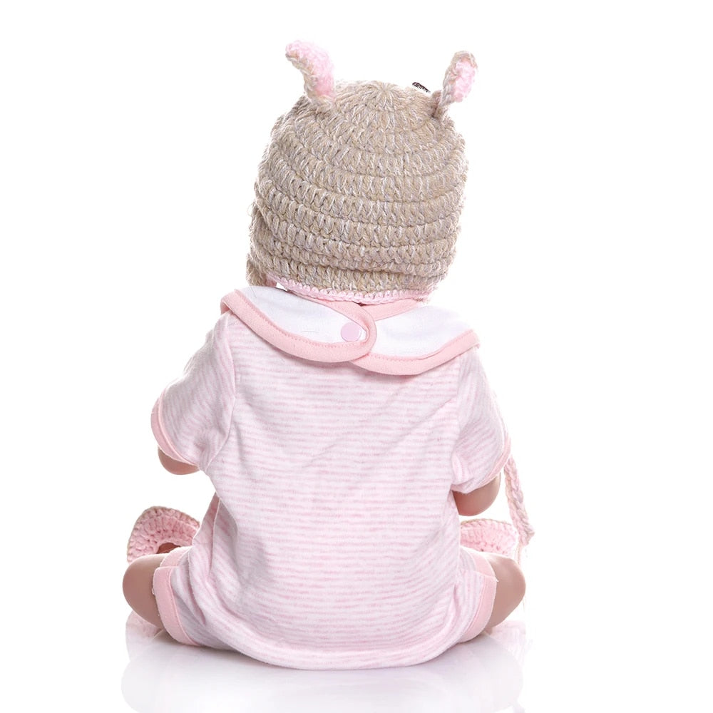 48CM Soft Silicone Reborn Baby Doll in Pink Dress W90006