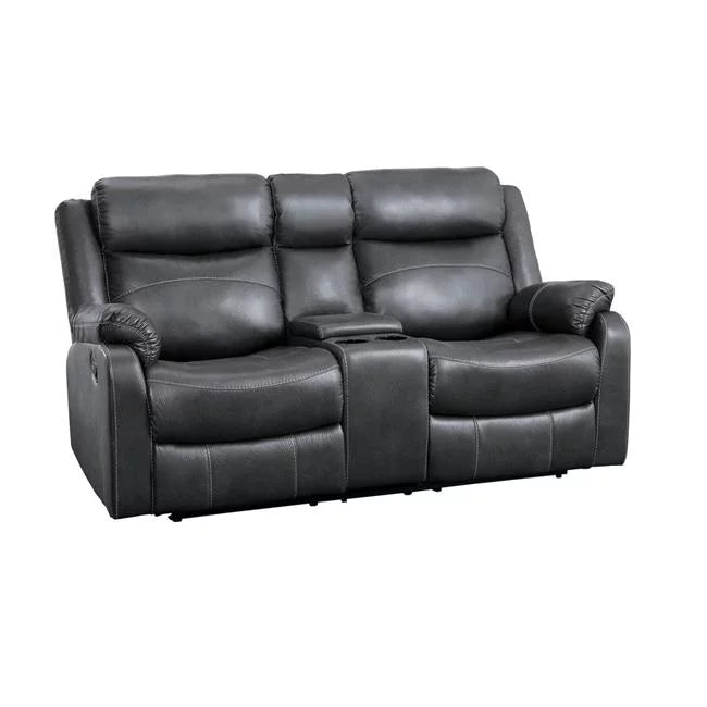 Dark Gray Lay Flat Reclining Love Seat with Center Console N888387