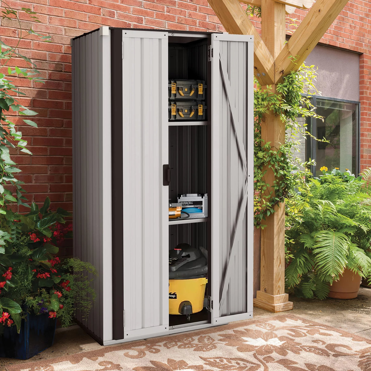 70" White Metal Storage Cabinet with Doors and Shelves S5446