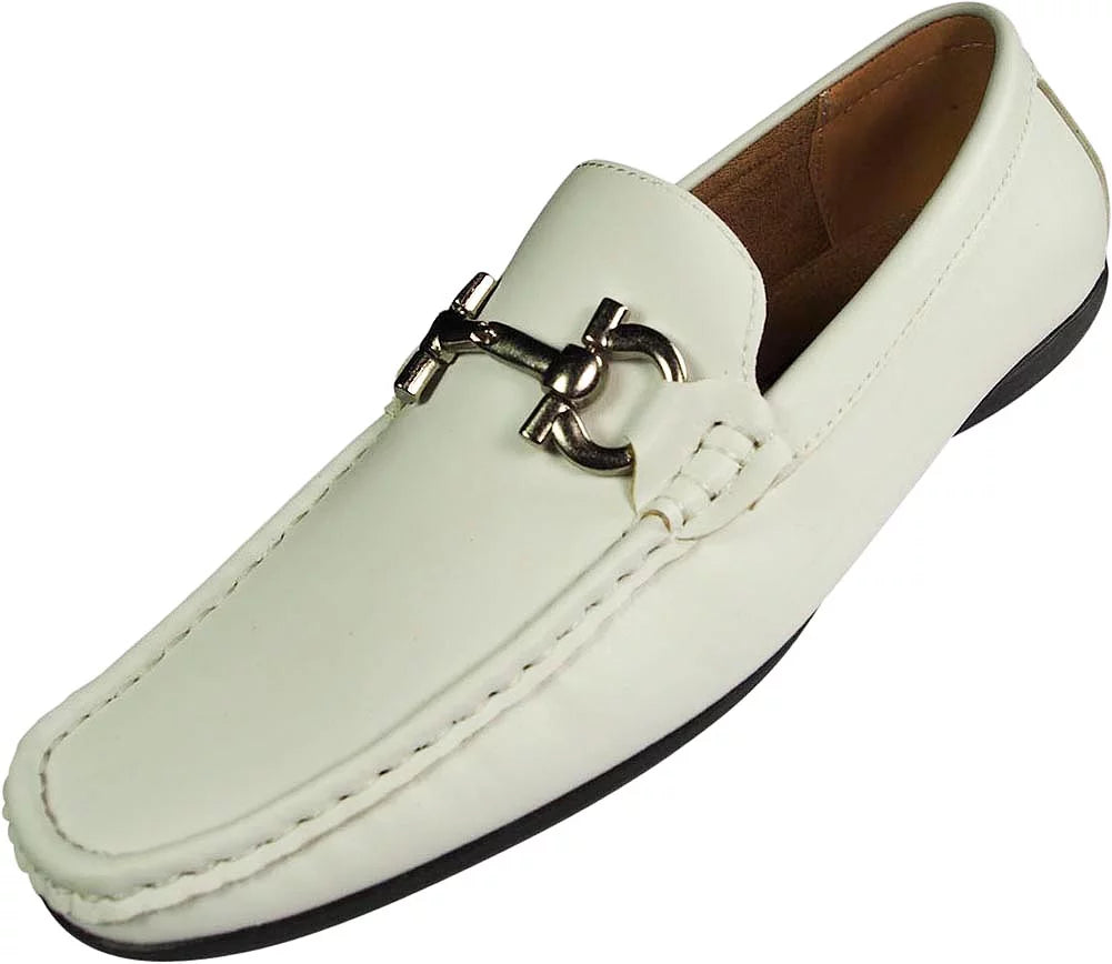White Faux Leather Loafer Shoes B416532