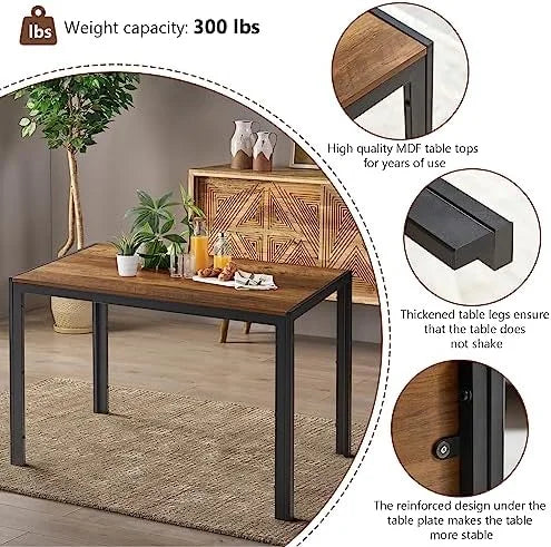 White MDF Top Wood Legs Dining Table Q846597