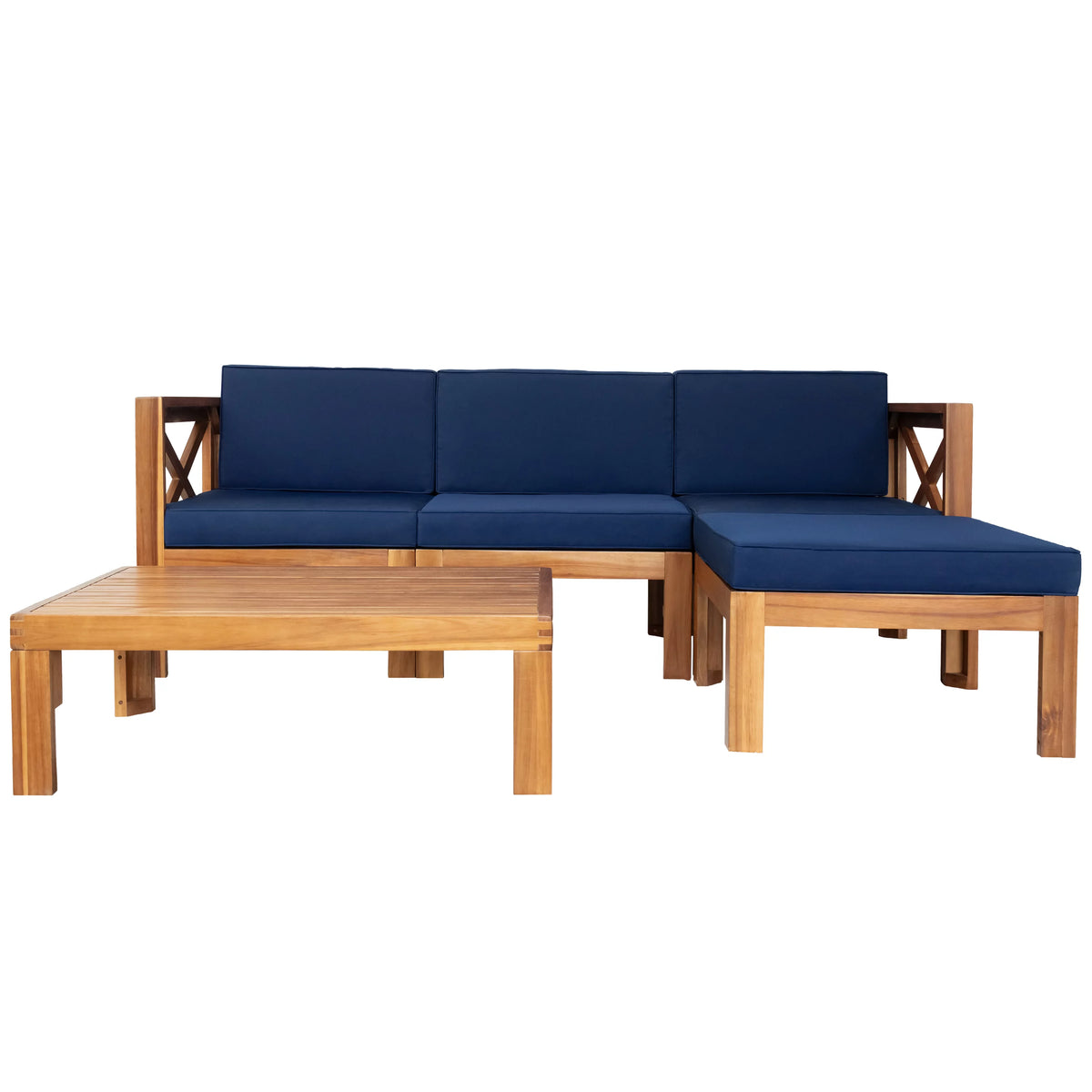 Wood 5-Piece Sectional Sofa Set with Cushions I3469