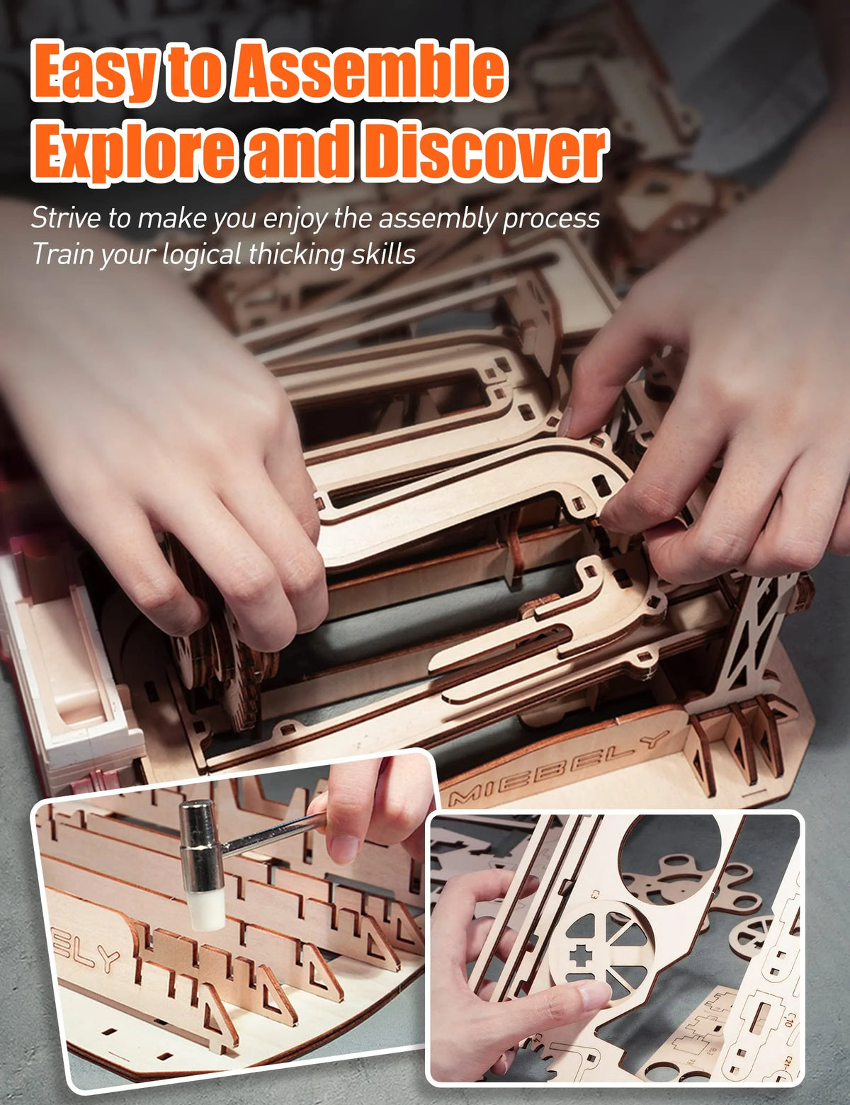 3D Wooden Puzzles Marble Run Model Building Kits with Motor C50142