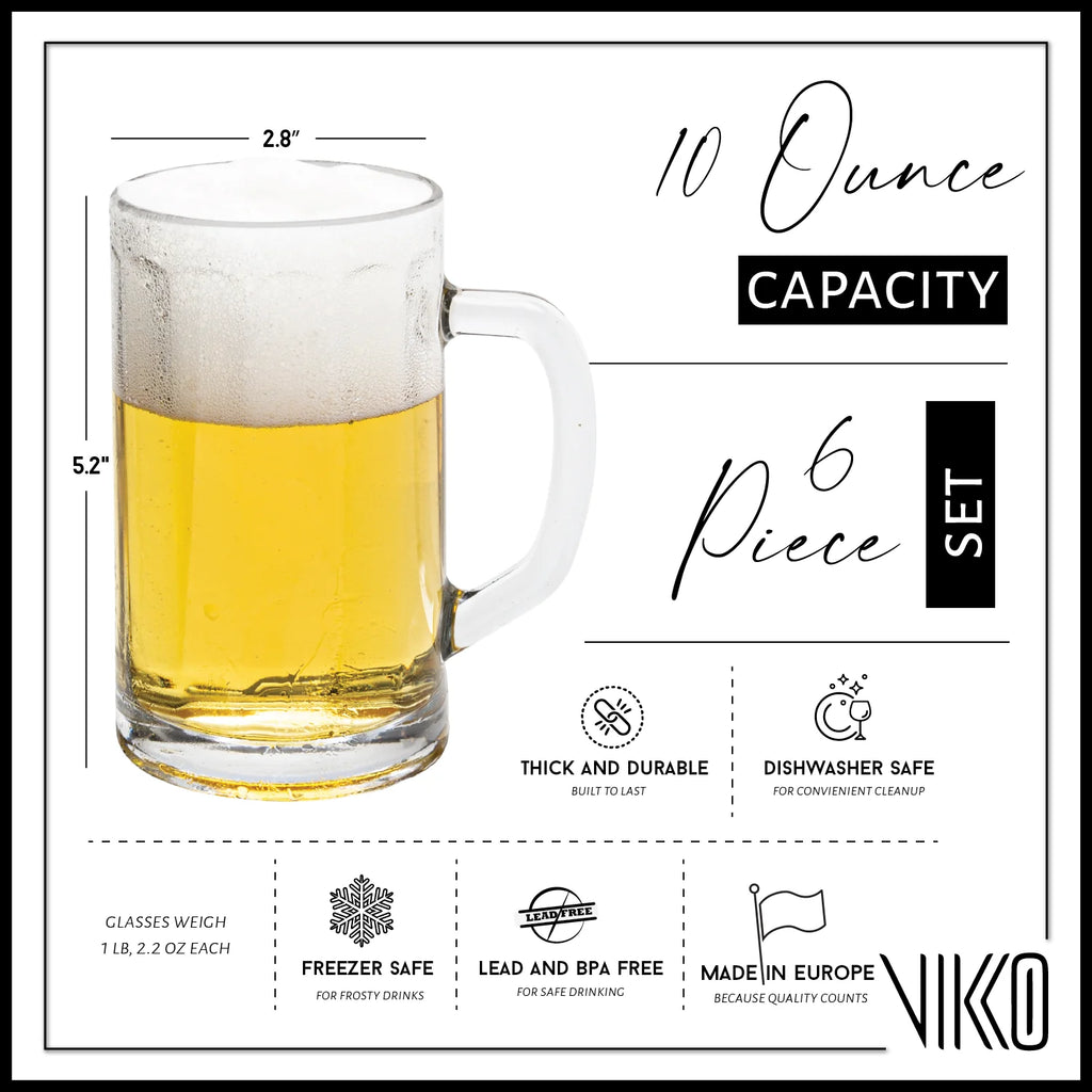 13.5 Ounce Clear Beer Mugs with Handle, Set of 6 L9431