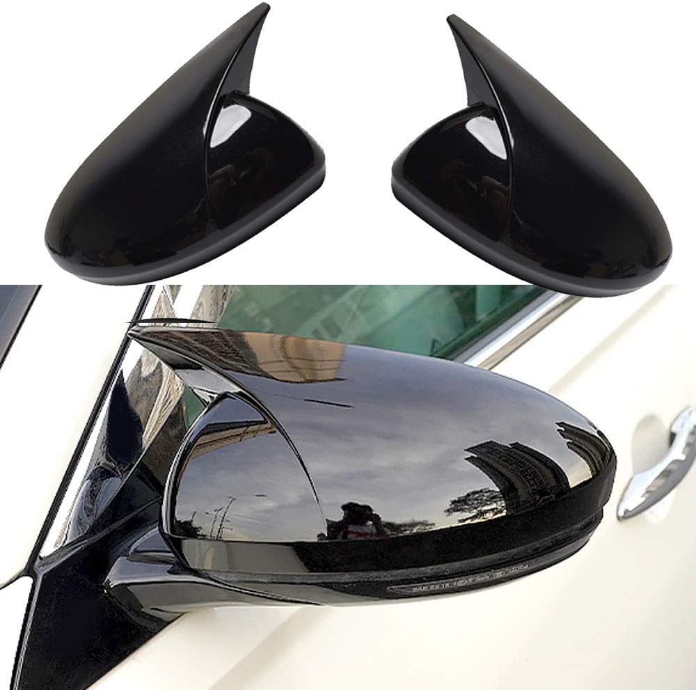 Glossy Black Horn Style Rearview Side Mirror Cover Cap F8353