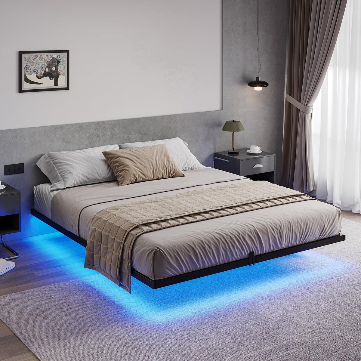 Queen Bed Frame with LED Lights Q53215