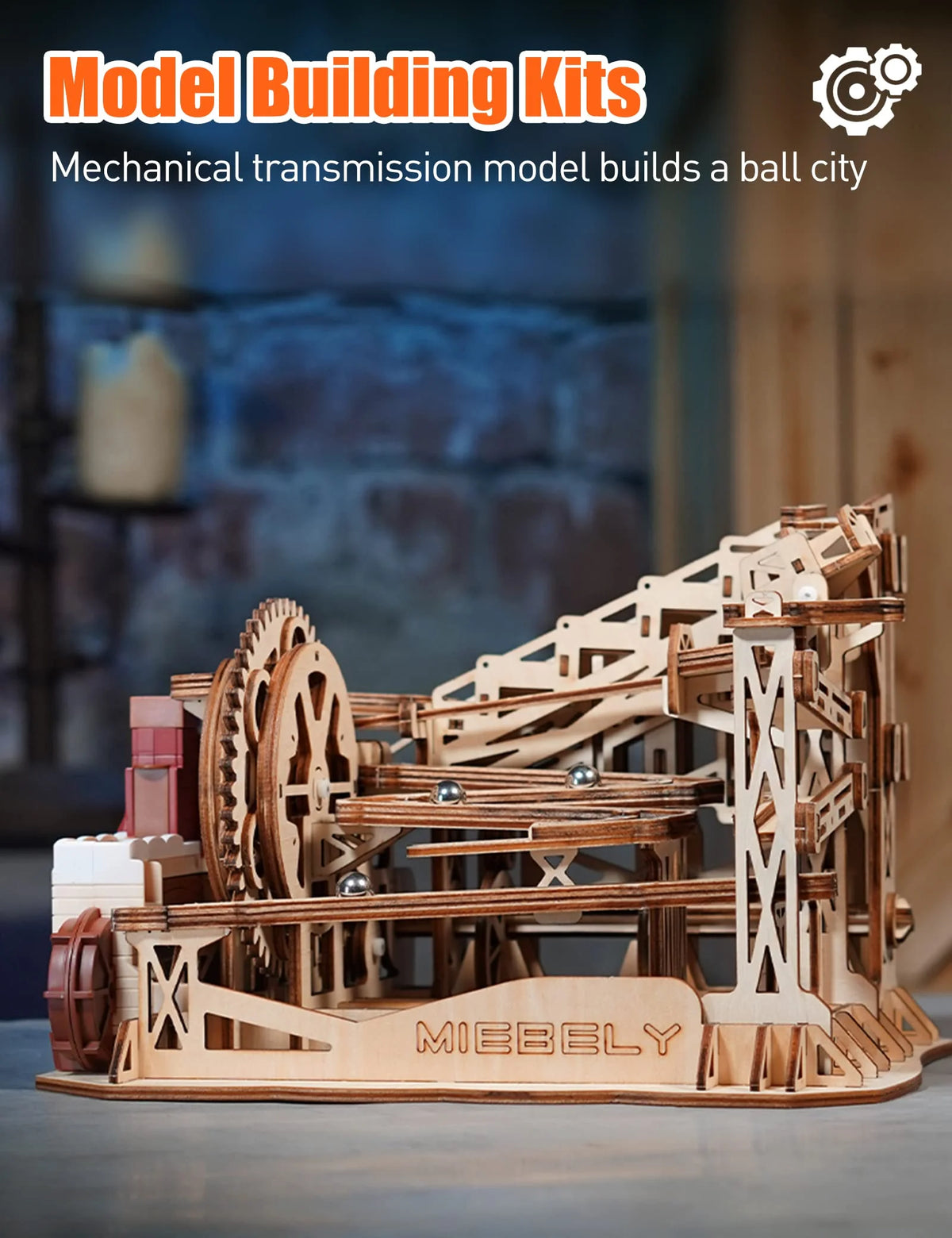 3D Wooden Puzzles Marble Run Model Building Kits with Motor C50142