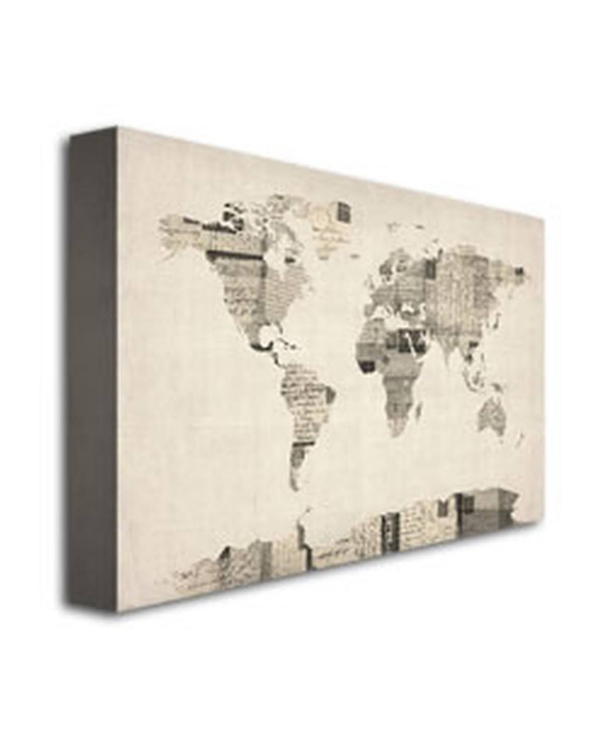 Vintage Postcard World Map Canvas Art D4343