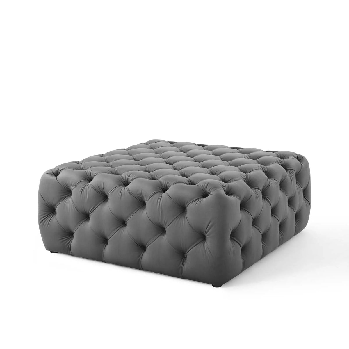 Gray Tufted Performance Velvet Ottoman R7093